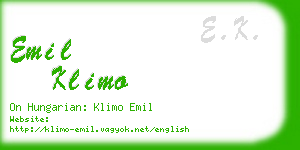 emil klimo business card